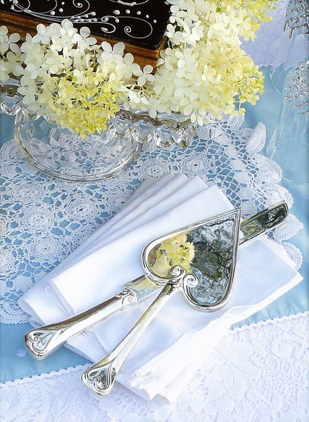 Hearts Silver-Plated Cake Knife & Server Set