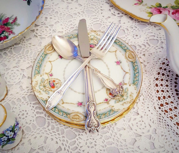 Silver-Plated Silverware 3 Piece Set Vintage Party Rentals. Royal Table Settings.