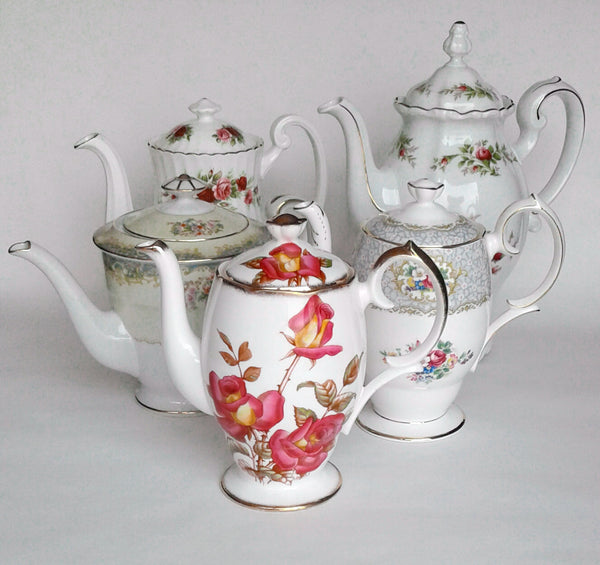 Vintage Coffee Pots by Royal Table Settings. Tea Store. Party Rentals.