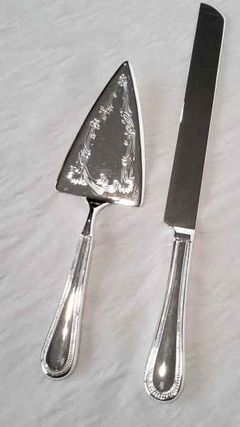 Etched Silver-Plated Cake Knife & Server Set