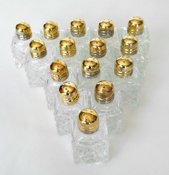 Petite Gold & Glass Salt & Pepper Sets - Royal Table Settings