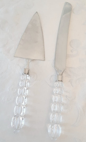 Crystal Handle Cake & Knife Server Set