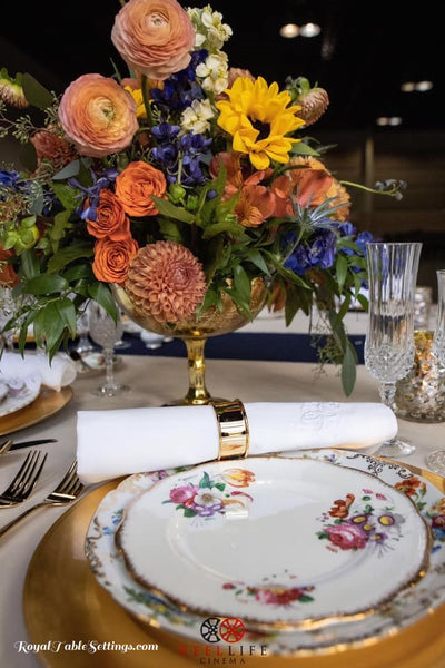Gold Napkin Rings for Rent. Vintage China Rental