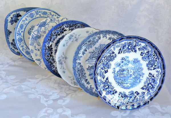 Blue & White Salad Plates for your event. Vintage Party Rentals with Royal Table Settings.