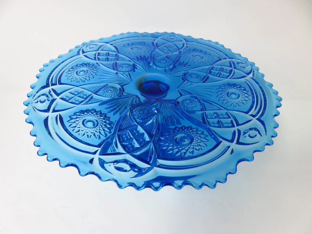 Blue STAR Glass Pedestal Serving Plates Royal Table Settings Royal