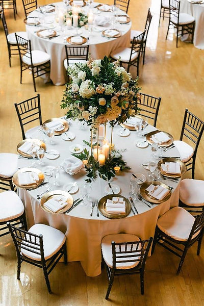 Gold Leaf Charger. Vintage Party Rentals. Royal Table Settings.