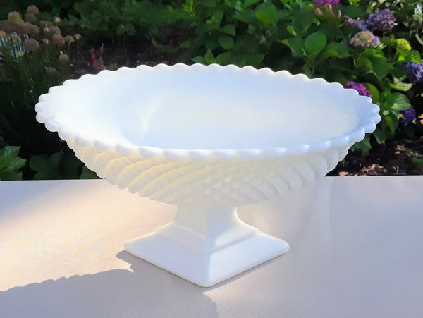 Medium - Oval Milk Glass Candy Dish