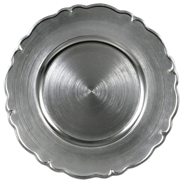 Silver Scroll Charger Plates / Service Plate for rent by Royal Table Settings