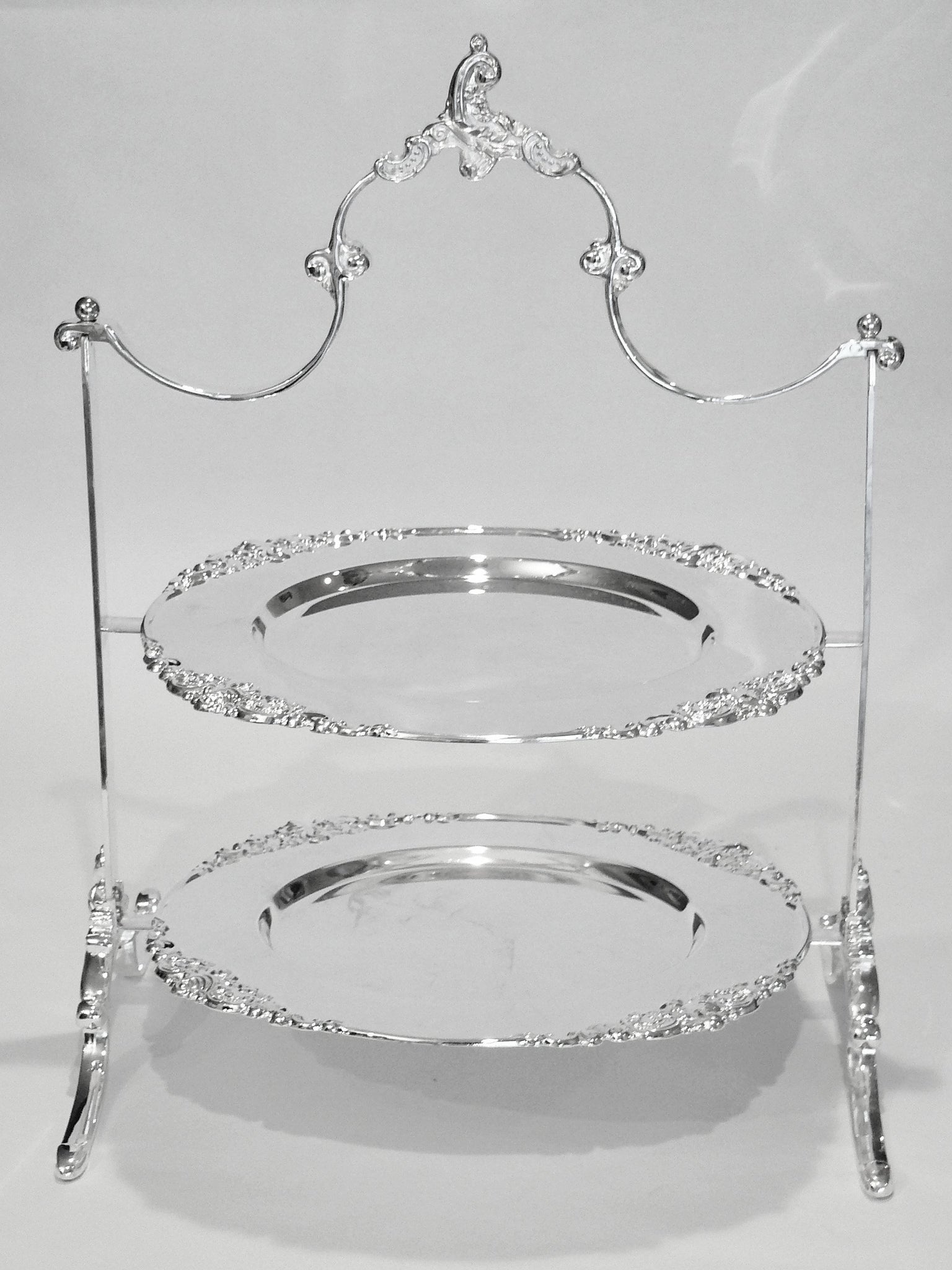 High Tea 2-Tier Stand - Silver-Plated Frame & Plates