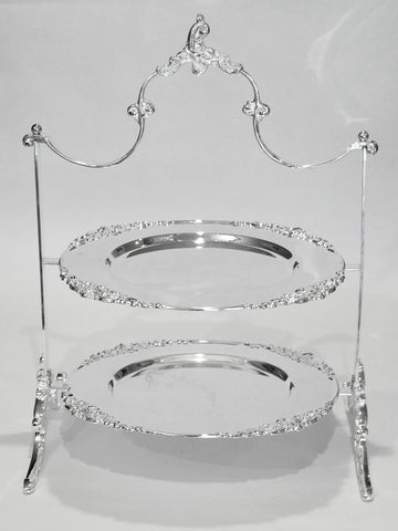 High Tea 2-Tier Stand - Silver-Plated Frame & Plates