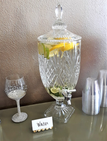 Small Crystal Beverage Dispenser. Party Rentals by Royal Table Settings.