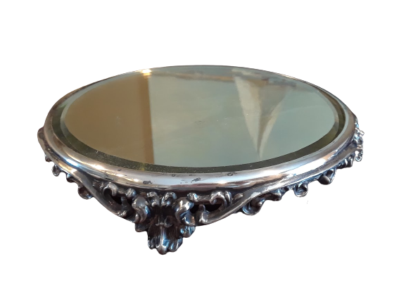 Round Silver-Plated Mirror Cake Stands