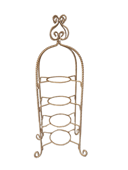 Teacup 4-Tier Twisted Metal Gold Display Stand. Vintage Rentals for your next Wedding. By Royal Table Settings