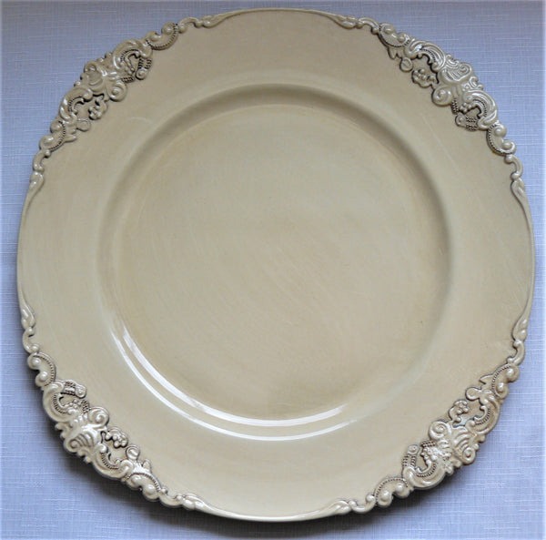 Victorian Charger Ivory Party Rental  by Rpyal Table Settings