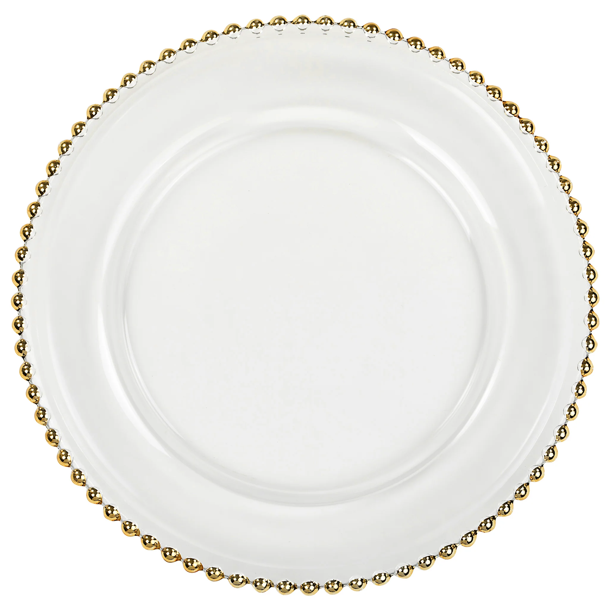  Gold Beaded Rim Glass Charger Plate - Party Rental by Royal Table Settings
