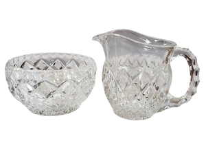 Crystal Creamer & Sugar Bowl Set by Royal Table Settings Party Rental for your tea party wedding or bridal or Baby shower