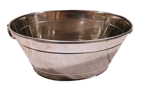 Keep your beverages cold and your guests happy with this hammered steel beverage tub. Perfect for a backyard BBQ, graduation party, holiday party and more. Display bottles of beer, wine, or sodas on ice at your next party or event in this hammered steel beverage tub.

 

9"H X 14"W X 20.5"L