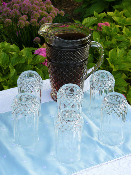Crystal Pitcher and Ice Tea / Highball Glasses - Vintage Party Rentals by Royal Table Settings.