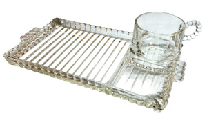 Rectangular Glass Snack Plate with Teacup Set, party rentals by Royal Table Settings