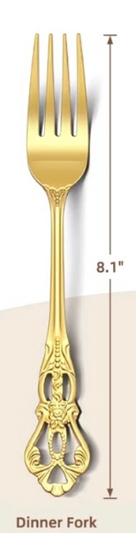 Gold Dinner Fork Flatware for Rentals for Weddings Bridal Shower Tea party Baby shower by Royal Table Settings.
