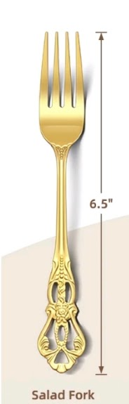 Gold Salad Fork Flatware for Rentals for Weddings Bridal Shower Tea party Baby shower by Royal Table Settings.