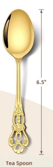 Gold tea spoon Flatware for Rentals for Weddings Bridal Shower Tea party Baby shower by Royal Table Settings.