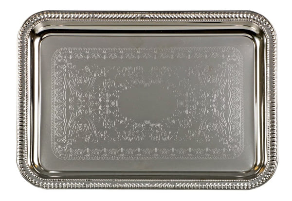 These silver trays have endless serving and display options. Perfect for serving appetizers, fruit, mini quiche, bite size desserts, or neatly holding silverware for your event. Also great for displaying tea bags, mini honey and jam jars, or chilling and serving butter pats.