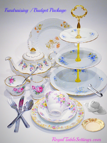 Tea party Fundraising / Budget Package by Royal Table Settings. Party Rentals