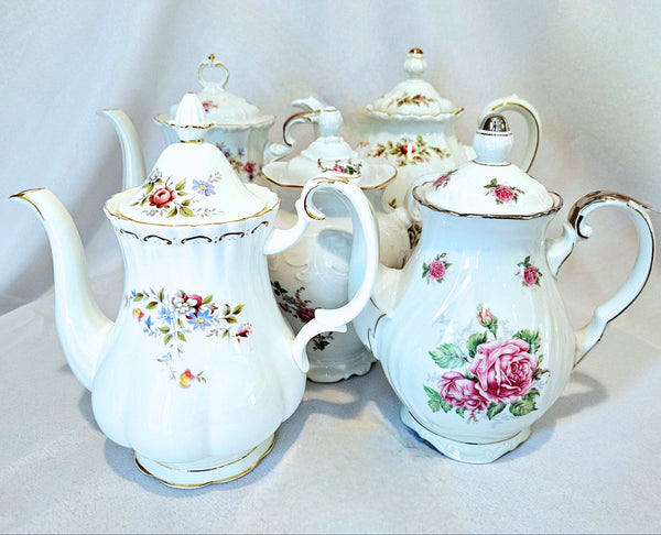 Vintage coffee pots by Royal Table Settings. Tea Party Store. Vintage Rentals. Party Rentals. 