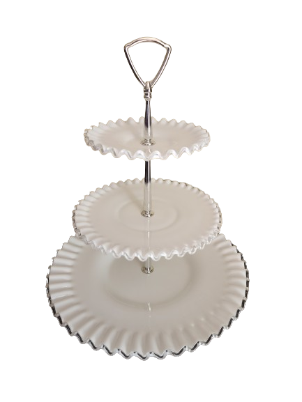 3-Tier white cake stand Milk glass tea party by Royal Table Settings 