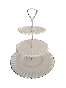 3-Tier white cake stand Milk glass tea party by Royal Table Settings 