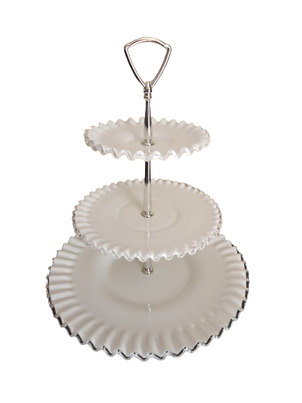 3 Tier Milk Glass Cake Stand