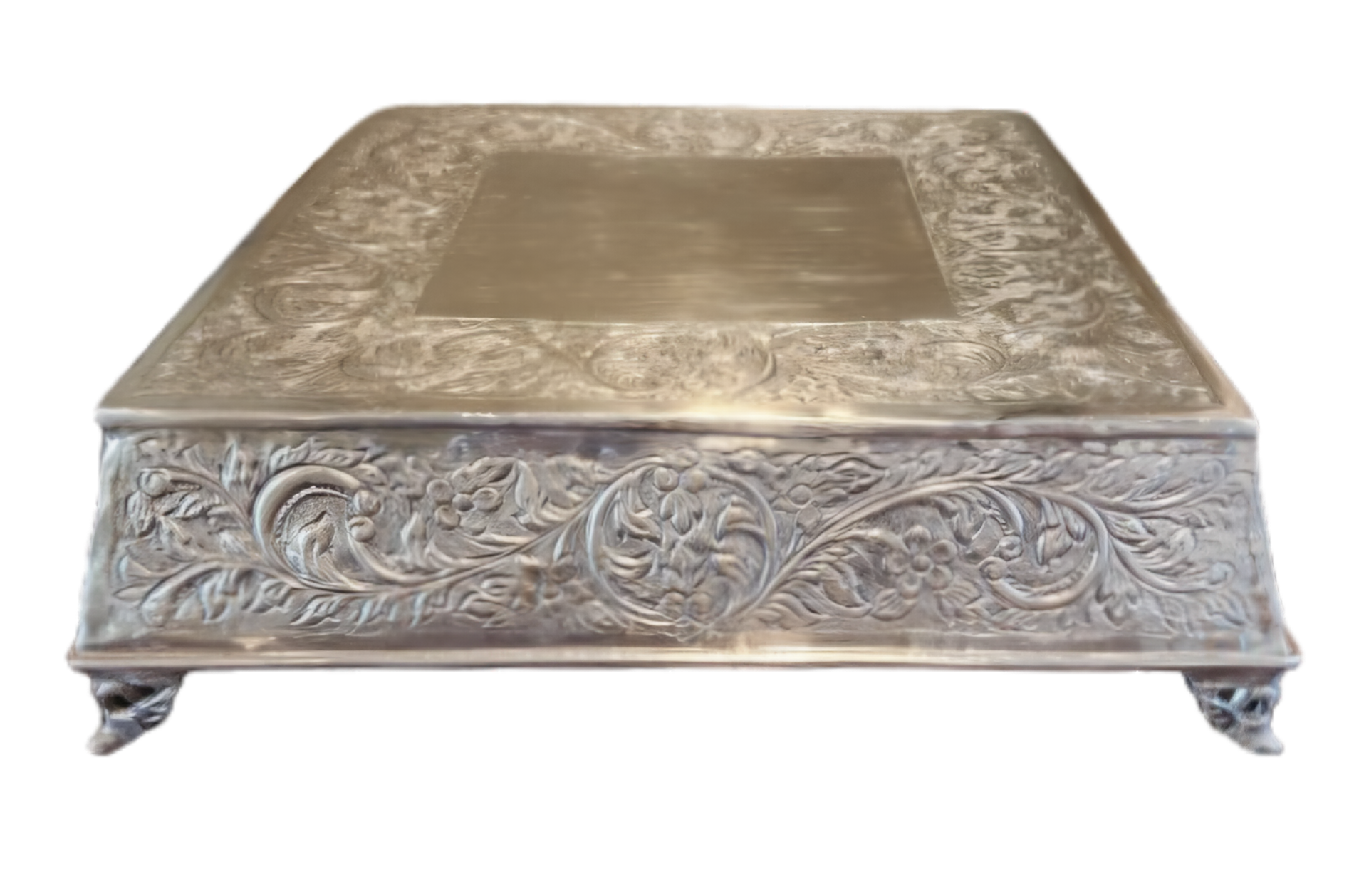 Extra Large Square Silver-Plated Cake Stand