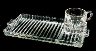Rectangular Glass Snack Plate with Teacup Set, party rentals by Royal Table Settings