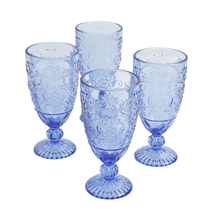 Blue Glass Goblet Vintage Inspired by Royal Table Settings