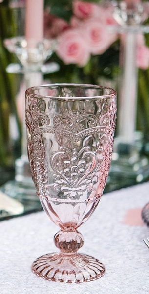 Pink Glass Goblet Vintage Inspired by Royal Table Settings