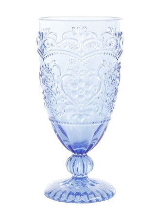 Blue Glass Goblet Vintage Inspired by Royal Table Settings