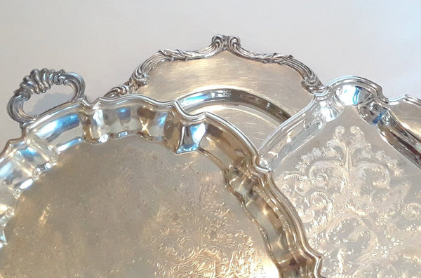Medium Silver-Plated Trays. Vintage Party Rentals by Royal Table Settings.