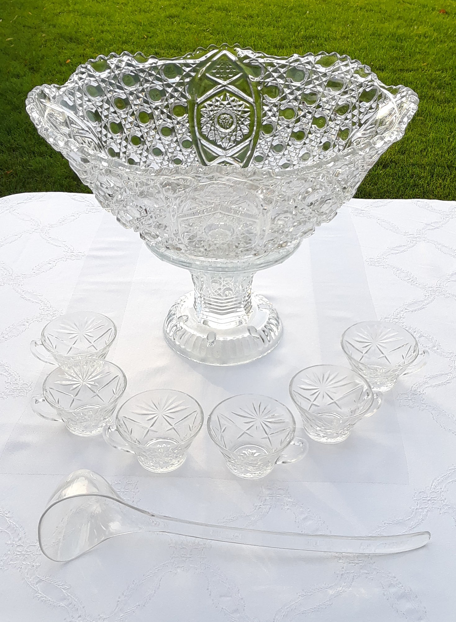 Button Punch Bowl with Cups and Ladle