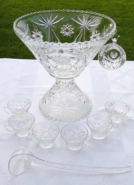Star Punch Bowl with Cups and Ladle
