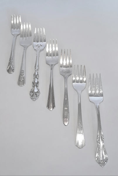 Silver-Plated - Salad / Dessert Forks - Vintage Party Rentals. Royal Table Settings.