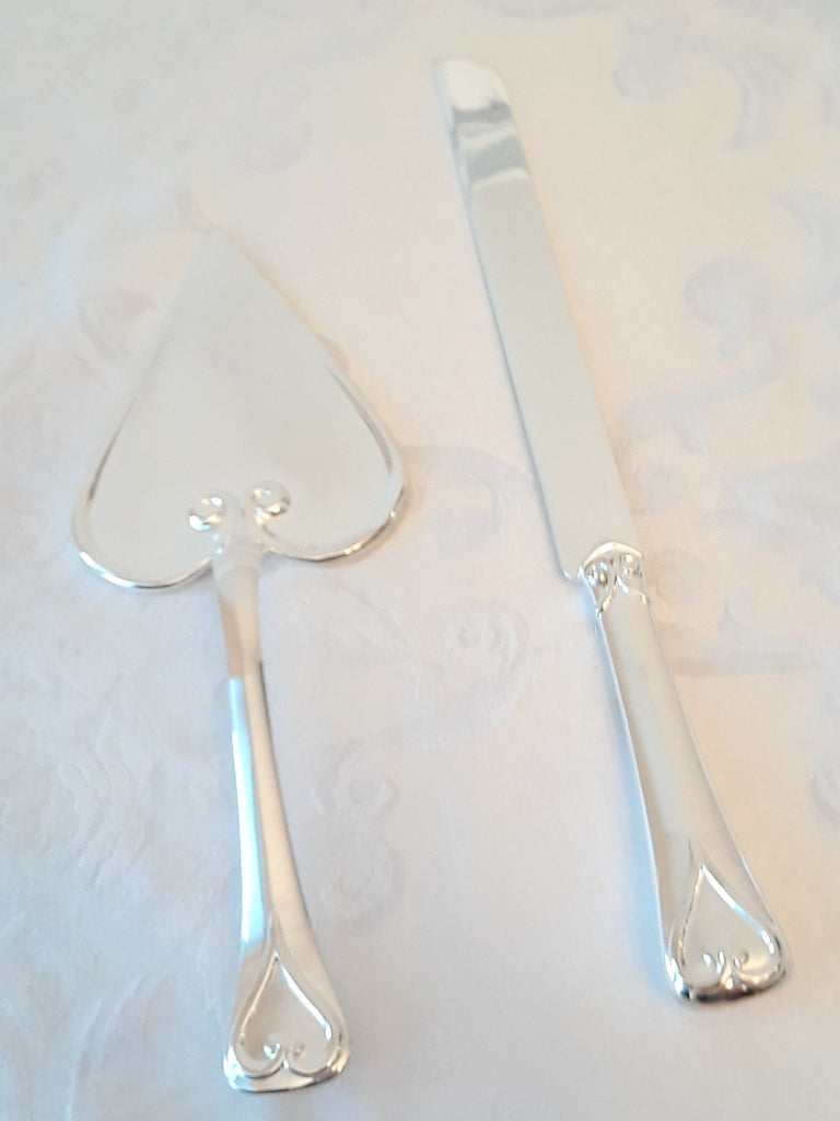 Navy Wedding Knife and Server Set with clear crystals and navy paint- –  DiAmoreDS