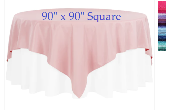 90" Square Tablecloth Dusty Rose Rental by Royal Table Settings.