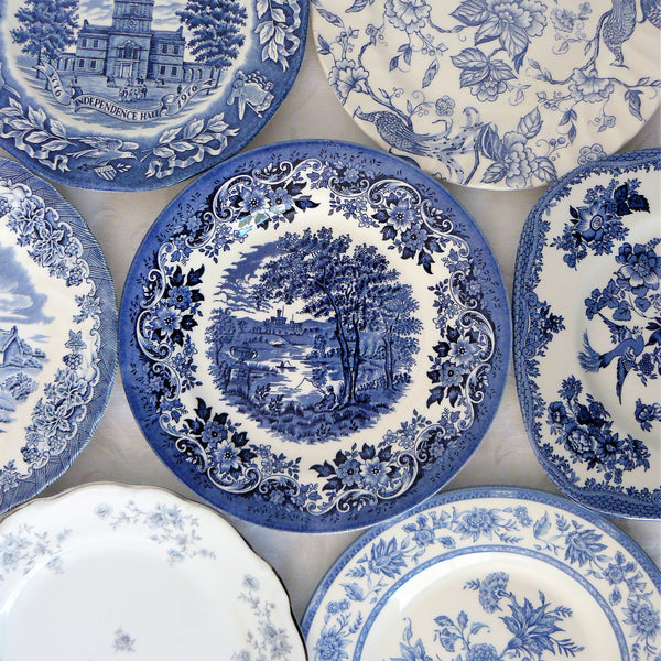 Blue and White Salad Plates. Party Rentals by Royal Table Settings.
