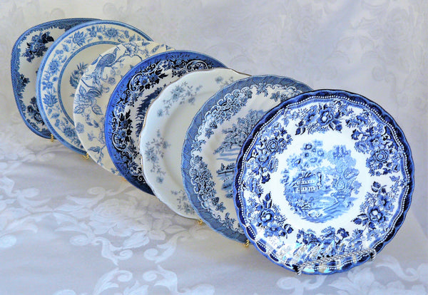 Blue & White Salad Plates for your event. Vintage Party Rentals with Royal Table Settings.