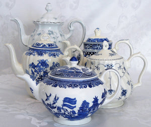 Blue & White Teapot or Coffee Pot. Vintage Party Rentals with Royal Table Settings.