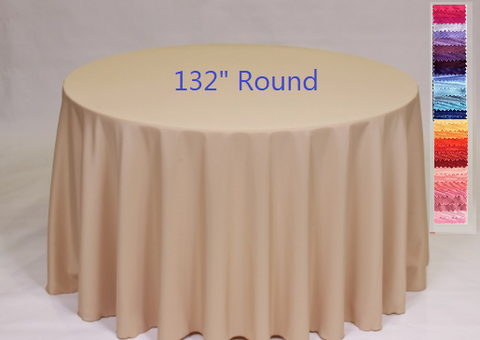 Solid Color Polyester Table Linens - 132" Round