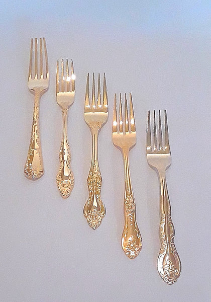 Gold - Dessert Fork. Mismatched. Gold dessert Fork Flatware for Rentals for Weddings Bridal Shower Tea party Baby shower by Royal Table Settings.