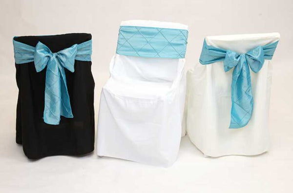 Square Back Chair Covers with Pintuck Sash rentals by Royal Table Settings