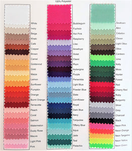 Napkin rental color chart. Napkin rentals by Royal Table Settings.